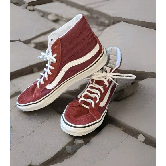 VANS Skate Burgundy Suede Canvas Mens Size 6.5 Womens Sz 8 - Picture 4 of 6
